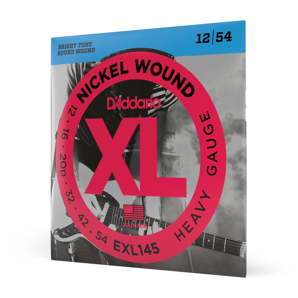 [EXL145] D'Addario EXL145 Nickel Wound Electric Guitar Strings Heavy 12-54 with Plain Steel 3rd