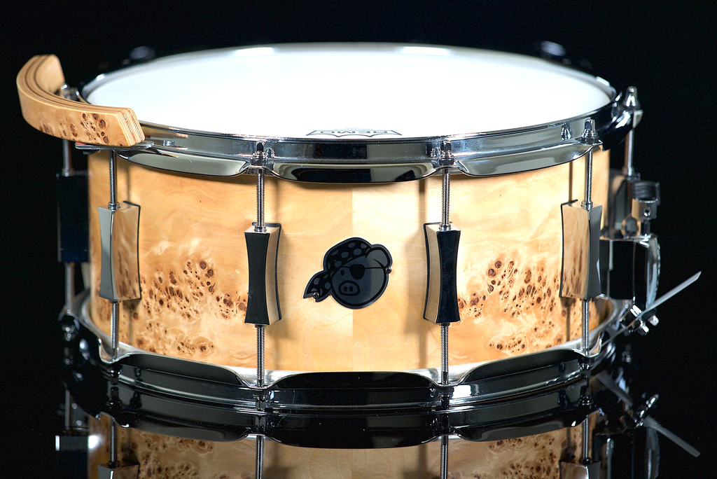 [PP6.5X14SN-MBX-B] Pork Pie Percussion 6.5" x 14" 8-Ply Maple Snare Drum w/ Mappa Burl Veneer & Matching X-Click