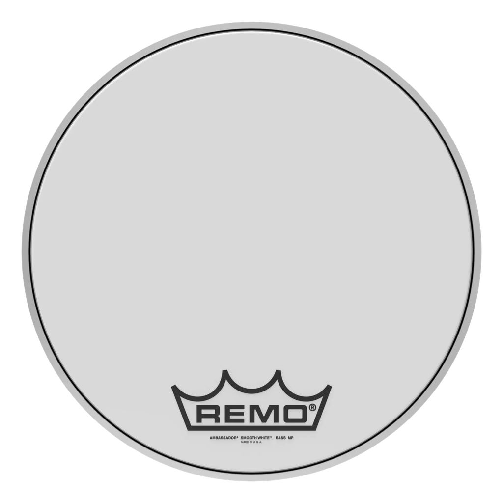 [BR-1214-MP-] Remo 14" Ambassador Smooth White Crimplock Marching Bass Head