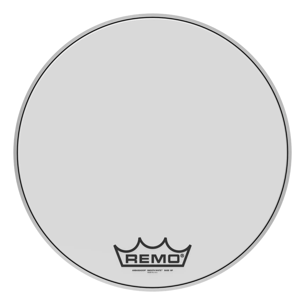 [BR-1222-MP-] Remo 22" Ambassador Smooth White Crimplock Marching Bass Head