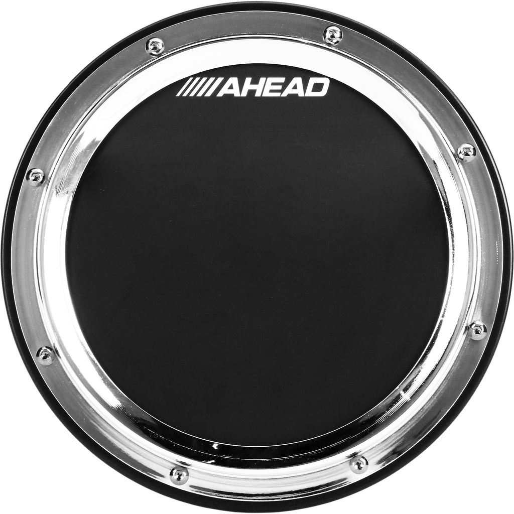 [AHSHP10CH] Ahead 10" Chrome S-Hoop Black Rubber Practice Pad w/ Snare Sound