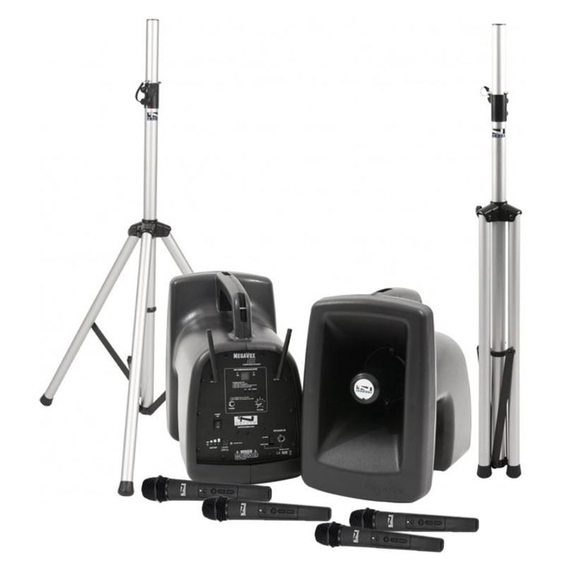 [MEGA-DP4-AIR] Anchor Audio MegaVox Deluxe AIR Pack 4 (PA AIR Speaker Stands & 4 Mics)