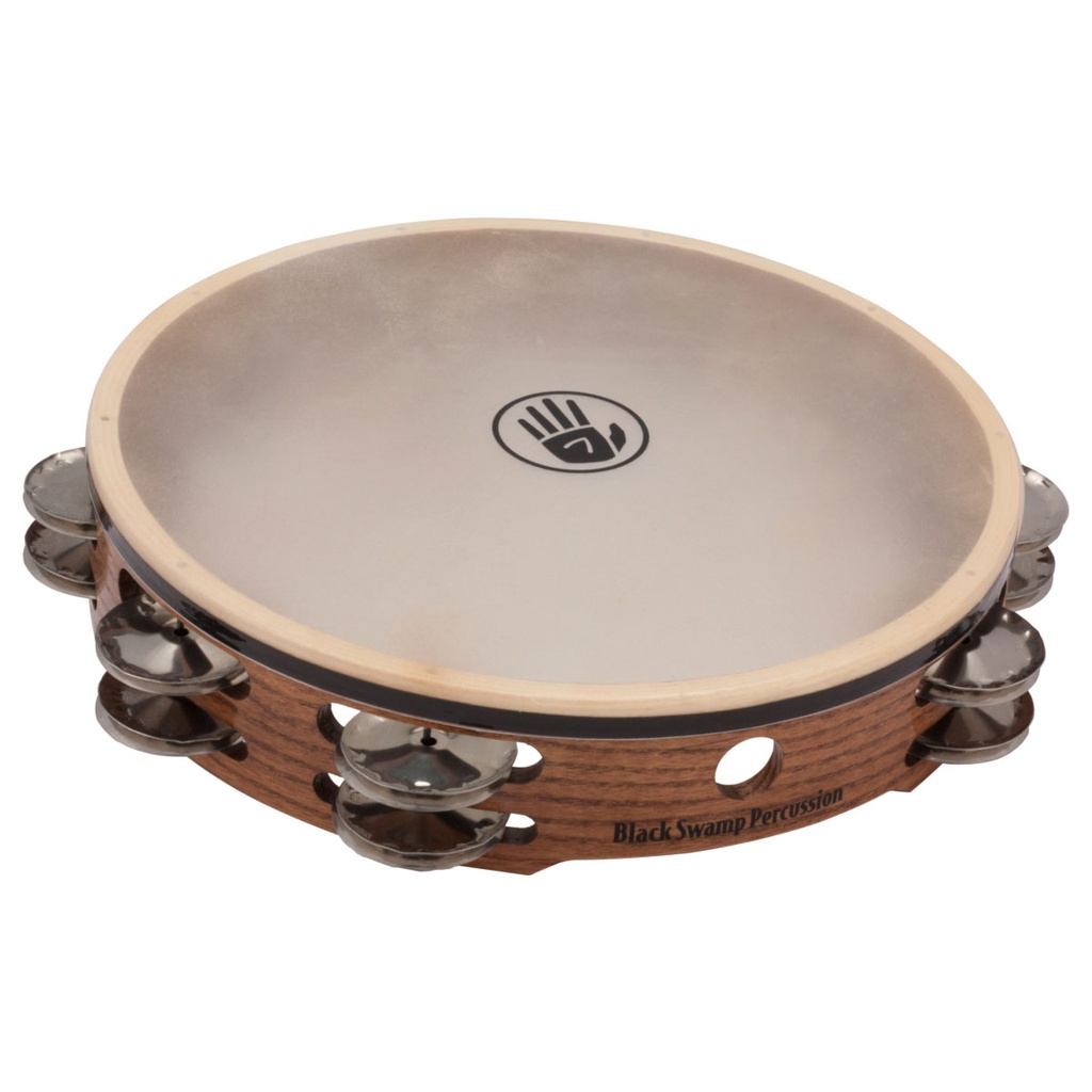 [TD3] Black Swamp 10" SoundArt Double Row German Silver Tambourine Calf Head