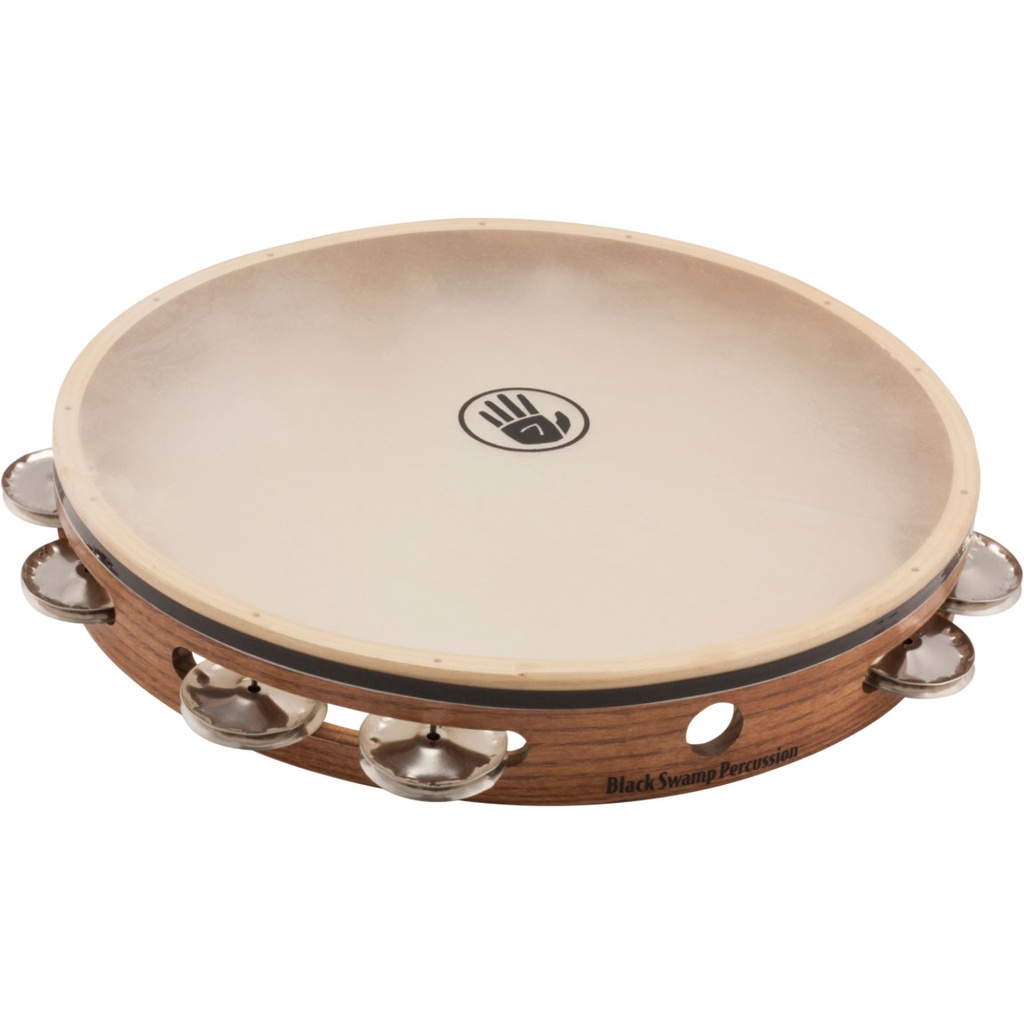 [T12-3] Black Swamp 12" SoundArt Single Row German Silver Tambourine Calf Head
