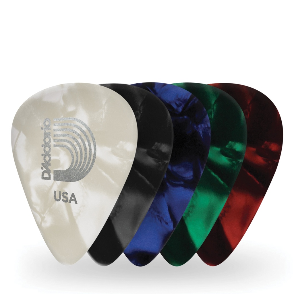 [1CAP2-10] D'Addario Assorted Pearl Celluloid Guitar Picks 10 pack Light