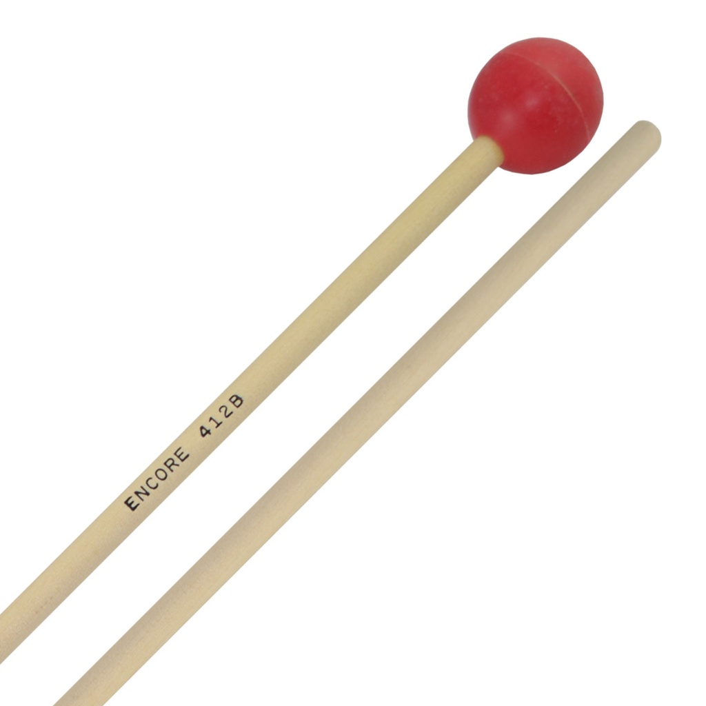 [412B] Encore Mallets Red Medium Rubber Unwound Birch