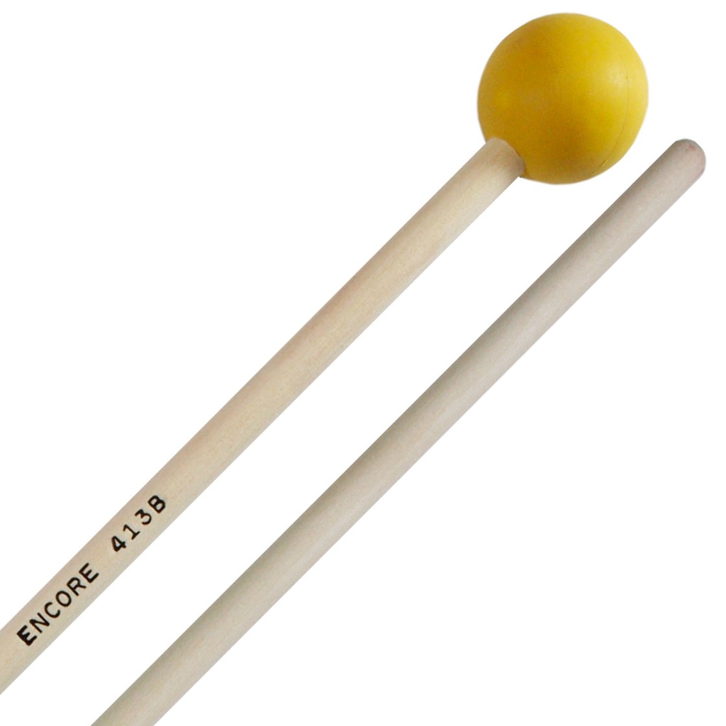 [413B] Encore Mallets Yellow Soft Rubber Unwound Birch