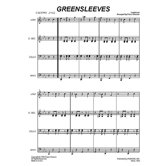 [7044] Panyard Panyard 7044 - Greensleeves arr. By Franz Grissom
