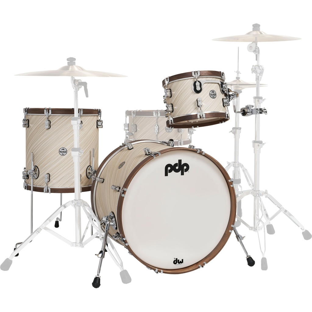 [PDLT2213TI] PDP LTD 3-Piece Drum Set (22B-12-16F) in Twisted Ivory w/ Walnut