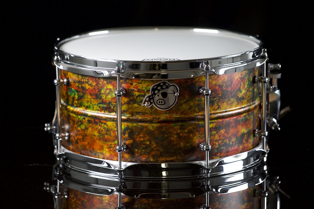 [PP7X13JPSN-RB] Pork Pie Percussion 7" x 13" Snare Drum - Seamless Brass in Custom Alcohol Ink Finish