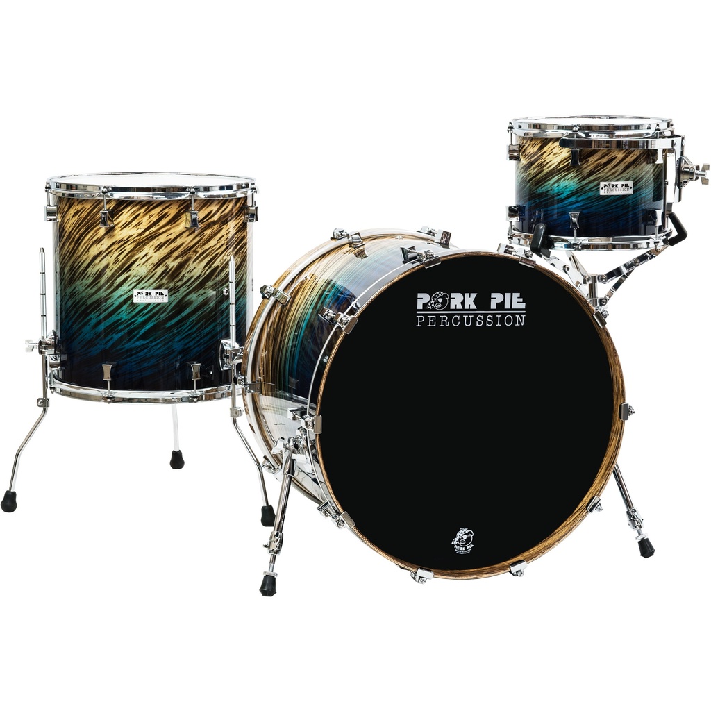 [PPBFD224] Pork Pie Percussion Birch 4-Piece Drum Set (22B-10-12-16FT) in Blue Fade Dip