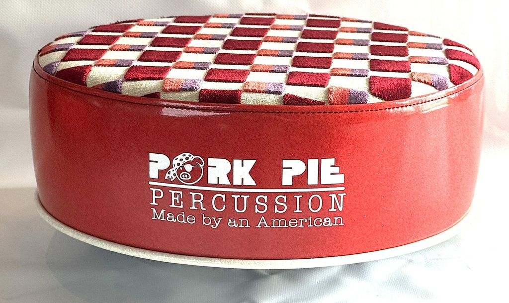 [PPRTOP-CUST-TRCR] Pork Pie Percussion Custom Throne (TOP ONLY) in Textured Red Checker Top and Red Sparkle Side