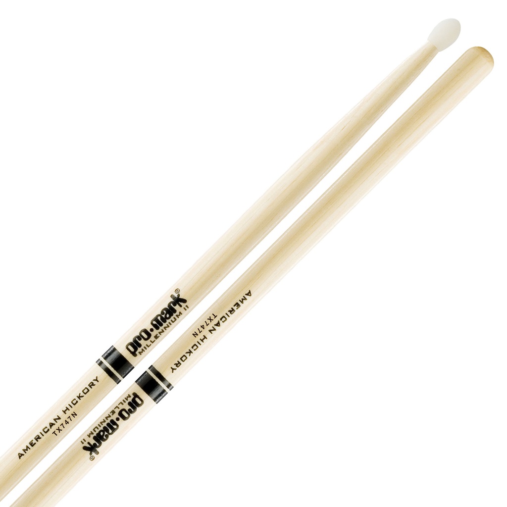 Promark 747 Hickory Nylon Tip Rock Drumsticks