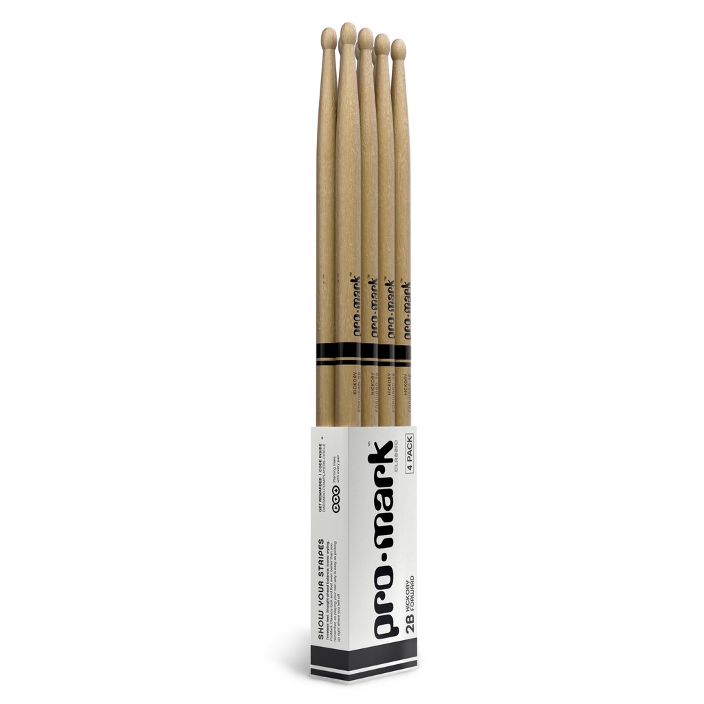 ProMark Classic Forward 2B Hickory Drumstick Oval Wood Tip 4-Pack