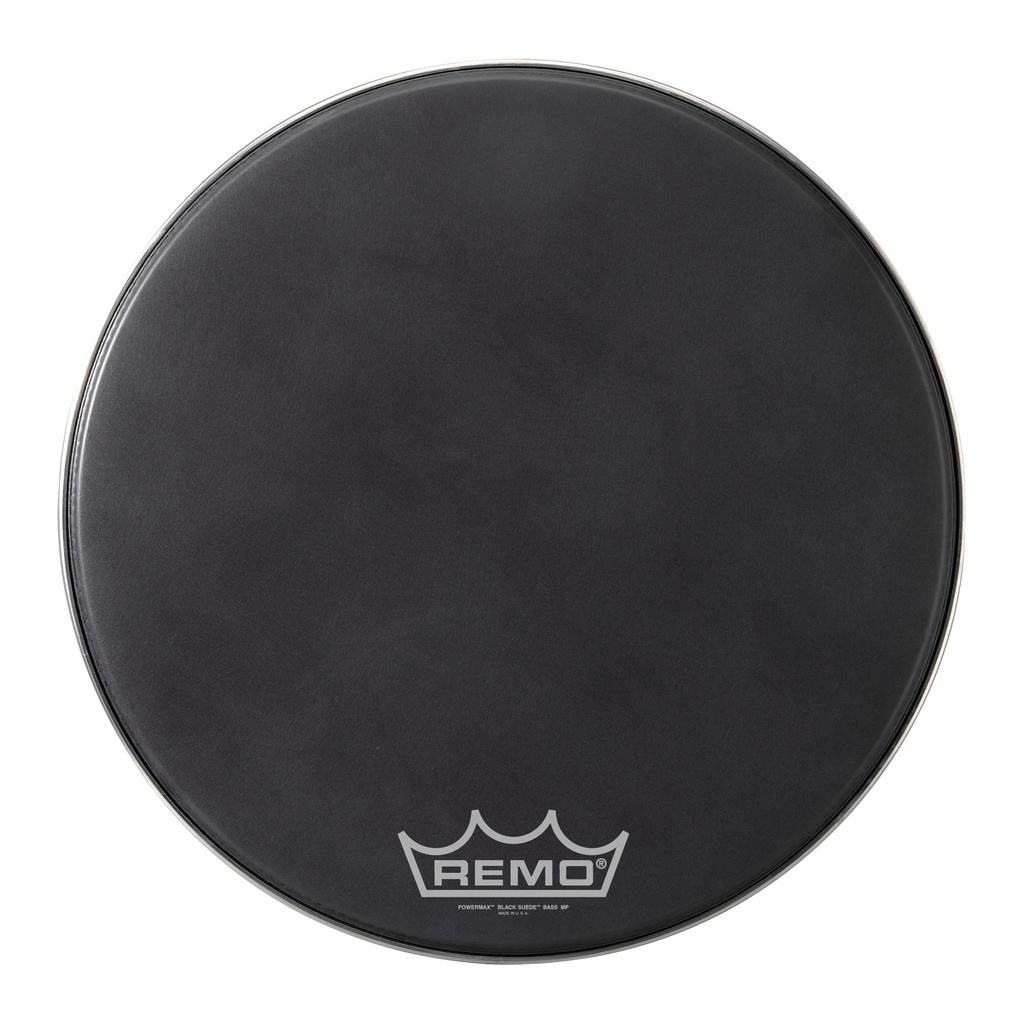 [PM-1820-MP-] Remo 20" Powermax Black Suede Crimplock Marching Bass Drum Head