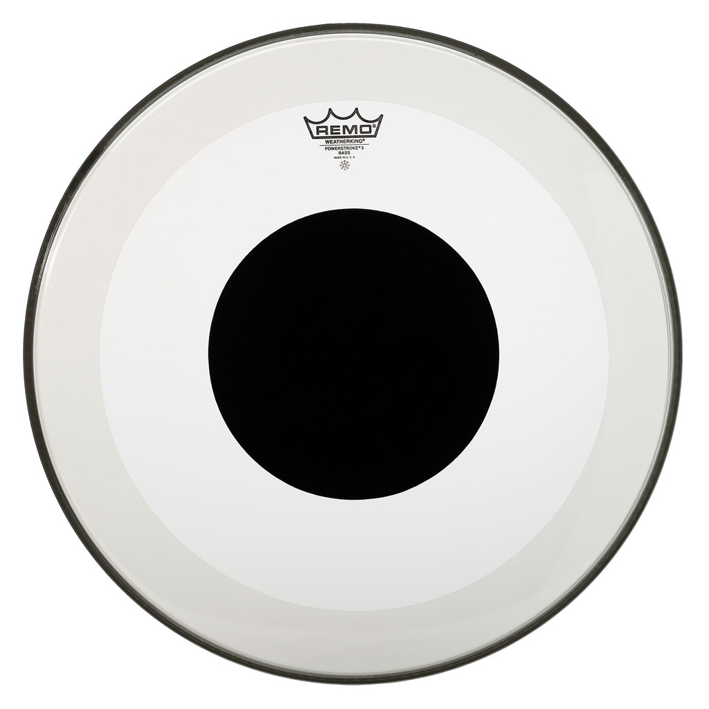 [P3-1326-10-] Remo 26" Powerstroke P3 Clear Bass Drum Head with Black Dot