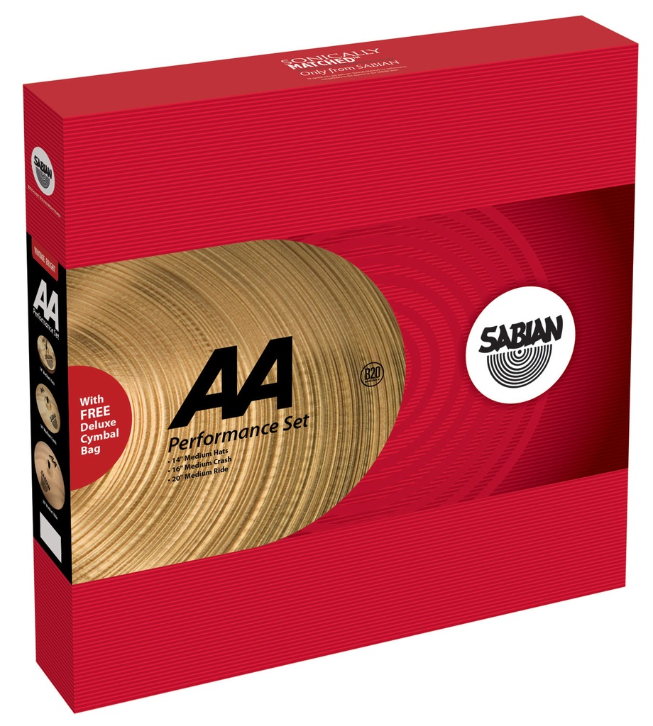 [25005] Sabian AA Performance 3-Piece Cymbal Box (Hi Hats Crash Ride)