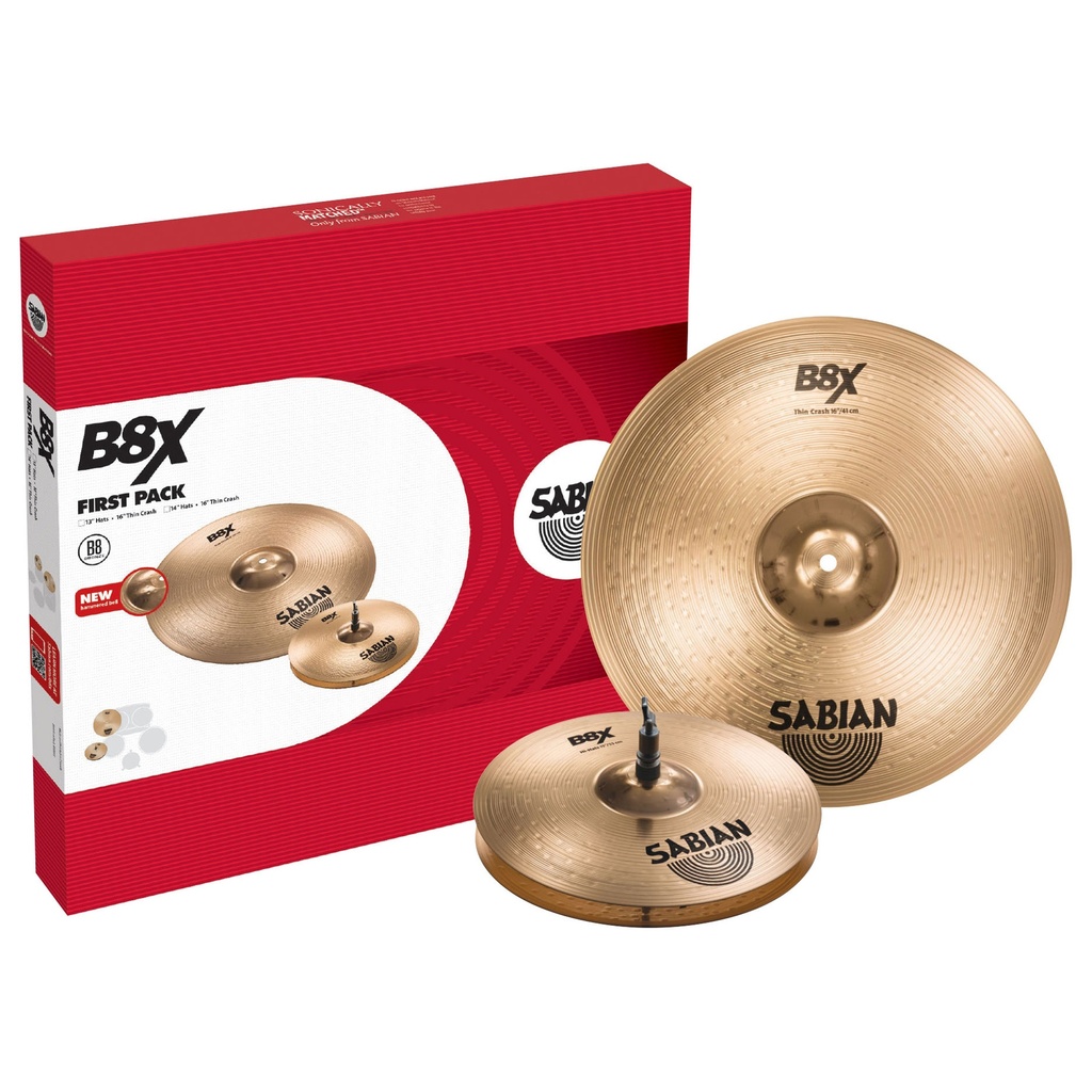[45001X] Sabian B8X First Pack 2-Piece Cymbal Box Set (13H-16C)
