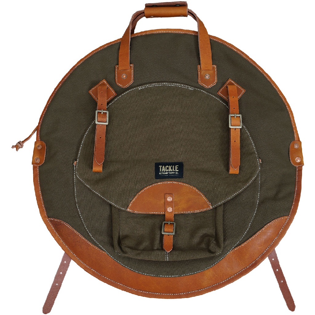 Tackle Instrument Supply Co. 24" Brown Canvas/ Tan Leather Cymbal Bag Backpack
