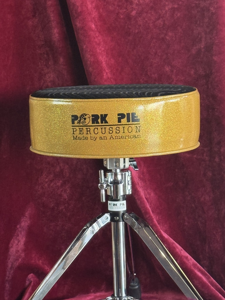 Pork Pie Percussion Round Throne - Gold Sparkle Side w/ Black Wavy Top