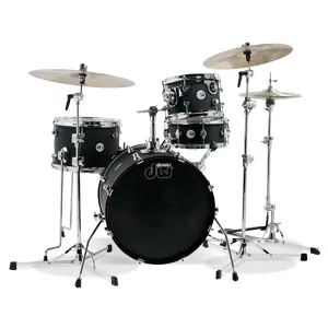 [DDLM1804BL] Design Series Mini Pro 4-Piece Maple Shell Pack, Black Satin w/Chrome Hardware
